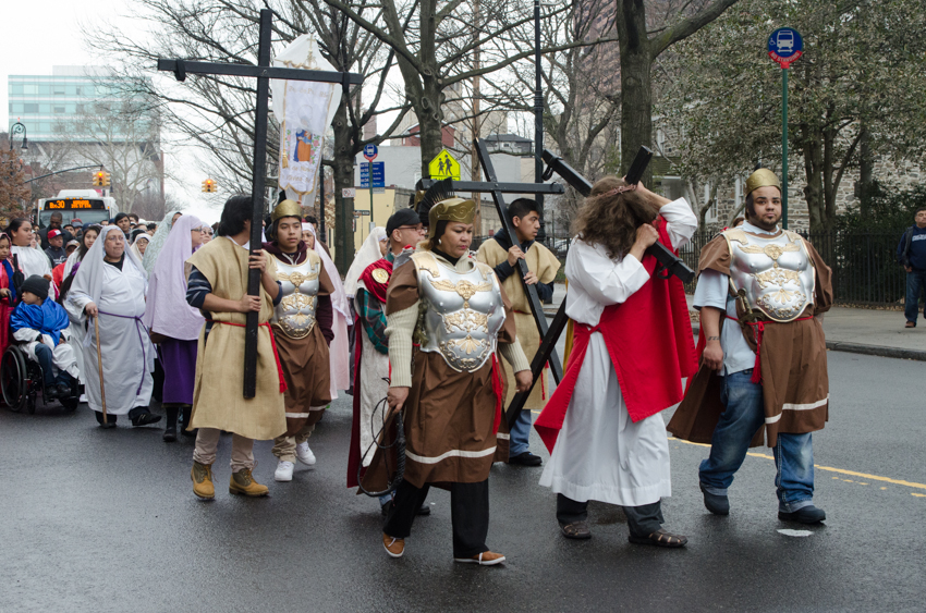 A SECOND PROCESSIONAL from Shrine Church of St Ann met the first near the Williamsbridge Oval. Photo by Jenny Sharp