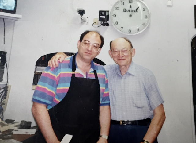 BACK IN TIME. Allan Freilich in his younger years, stands with his dad Norman. 