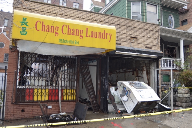 WHAT'S LEFT OF Chang Chang Laundry and 358 Famous Deli on Bedford Park Boulevard. Photo by David Cruz 